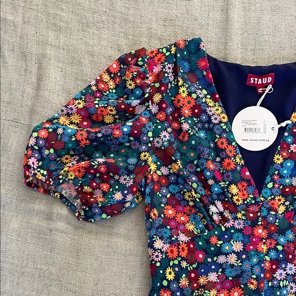 STAUD Multicolor Floral Puff-Sleeve Dress - Picture 3 of 5